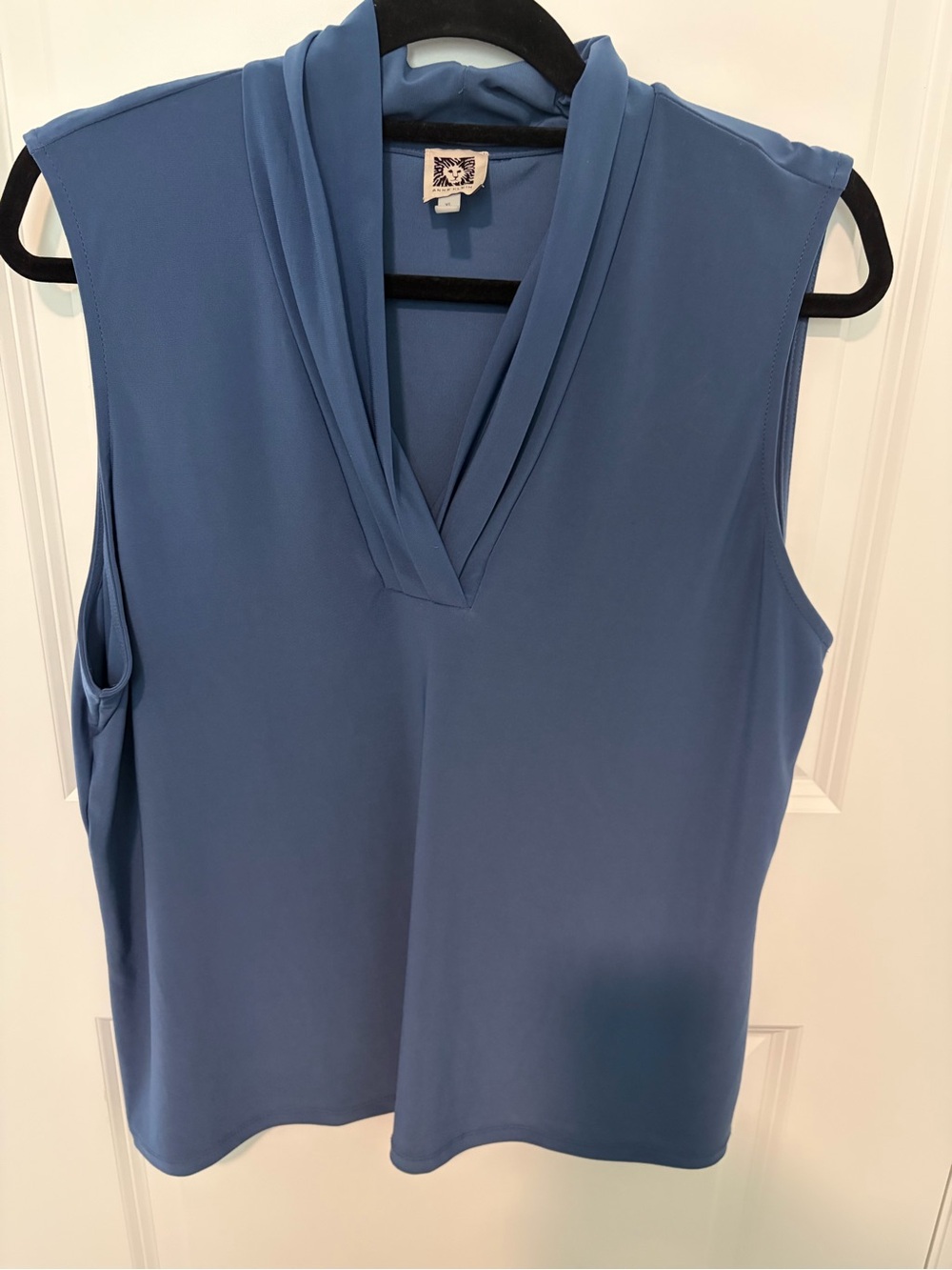Anne Klein Dusty Blue Sleeveless V-Neck Drape Front Camisole